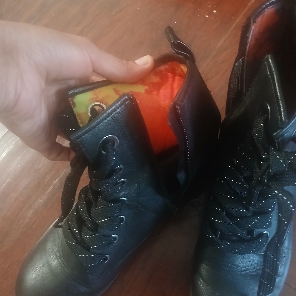 Cat & Jack Black Boots with Colorful Lining